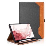 Funda para Samsung Galaxy Tab S9 Plus/S8 Plus/S7 Plus/S7 FE 12.4'' PU Leather Ángulos Ajustables Tablet Case, Carcasa Flip Cover Magnética Ranuras para Tarjetas Auto-Sueño/Estela, Negro