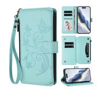 Funda para Samsung Galaxy XCover 6 Pro de piel sintética en relieve, diseño de flores de mariposa a prueba de golpes, cierre magnético, soporte de visualización, funda para portátil con tarjetero