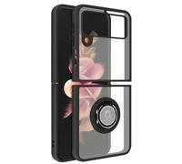 Funda para Samsung Galaxy Z Flip 3 Dos Materiales Anillo Metálico Soporte Negro