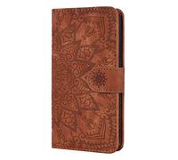 Funda para Samsung Galaxy Z Fold 6, piel sintética con absorción de golpes, diseño de mandala en relieve, ranuras para tarjetas, magnética, a prueba de golpes, funda para teléfono Samsung Galaxy Z