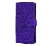 Funda para Samsung Galaxy Z Fold 6, piel sintética con absorción de golpes, diseño de mandala en relieve, ranuras para tarjetas, magnética, a prueba de golpes, funda para teléfono Samsung Galaxy Z