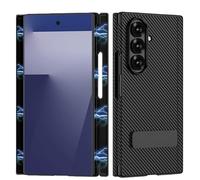 Funda para Samsung Galaxy Z Trifold [Nuevo 2025], Cuero Premium con Doble Bisagra Magnética, Soporte Ajustable 270°, Carcasa Trasera Fina Antigolpes, Protección Completa(Carbon)