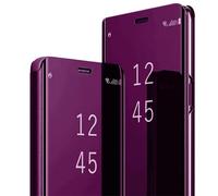 Funda para Samsung S20 Plus con efecto espejo transparente para Samsung Galaxy S20+ Plus, funda tipo libro de piel, plegable, policarbonato duro, resistente a los golpes, función atril, 5G (fucsia)