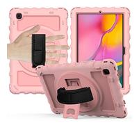 Funda para Samsung Tab 10.4" T505 T510 Generation Case Resistente de Cuerpo Entero con Soporte para bolígrafo, Correa de Mano giratoria 360°, Correa para el Hombro y Protector de Pantalla, Oro Rosa
