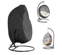 Funda para silla colgante para exteriores, 190 x 115 cm, Oxford 210D, resistente a la intemperie, protector de silla de huevo oscilante, cordón ajustable, color negro, para sillas de salón oscilantes