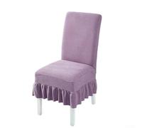 Funda para silla con pliegues definidos y banda inferior elástica para uso en comedor y hospitalidad, tela suave que se estira para adaptarse a sillas de 46 a 58 cm de altura del respaldo (morado)