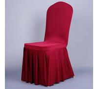Funda para silla de banquete estilo hotel con diseño de falda Oxford, material de elastano elástico, resistente a las arrugas y lavable a máquina, dobladillo elástico para un ajuste seguro (rojo vino)