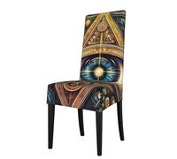 Funda para silla de comedor con símbolo de ojo luminoso, funda protectora suave y elástica para sillas sin brazos, ideal para el hogar, restaurante, fiesta y uso diario