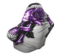 Funda para silla de paseo de lactancia con diseño de rosas moradas y calaveras, toldo de privacidad para recién nacidos y nuevas mamás, perfecto para silla alta