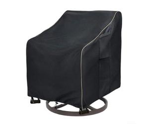 Funda para silla giratoria impermeable de tela Oxford 210D para todas las estaciones, protección contra la intemperie, transpirable con cordón en el dobladillo y correas para las piernas, se adapta a