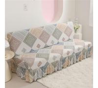 Funda para sofá cama sin brazos con faldón con volantes, funda de jacquard de punto para futón, protector universal elástico y lavable para muebles, para sofás cama plegables(Size:XL(75-89)in,Color:G)