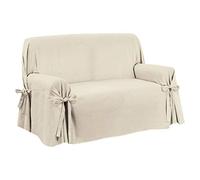 Funda para sofá con lazos, tejido pesado para tapicería, ajuste universal y cobertura total del sofá, producción italiana (crema Ottoman, 3 plazas)