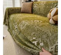 Funda para sofá de 3 Cojines, Protector de sofá, Protector de Muebles para Perros con borlas para Sala de Estar, Fundas de sofá de Chenilla para Mascotas, Verde Oscuro, 180 * 340 cm