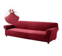 Funda para sofá de 3 plazas de Jacquard, elástica, Antideslizante, Gris.,Wine Red,4 Seater