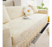 Funda para sofá, Fundas elásticas para sofá con Falda Volante, Funda Universal para sofás de 4 a 5 plazas, Apta para Mascotas, Protector de Muebles de Cobertura Beige Quintuple(120-141in)(305-360cm)