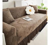Funda para sofá, Fundas elásticas para sofá con Falda Volante, Funda Universal para sofás de 4 a 5 plazas, Apta para Mascotas, Protector de Muebles de Cobertura Brown Quintuple(120-141in)(305-360cm)