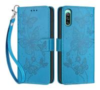 Funda para Sony Xperia 10 IV, Carcasa Libro con Tapa de Cuero Piel Billetera Case Flip Cover con Kickstand, Hebilla Magnetica, Ranuras para Tarjetas Carcasa para Sony Xperia 10 IV Funda (Azul)