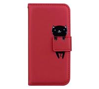 Funda para Sony Xperia 1V de piel sintética a prueba de golpes, con tapa 3D, funda protectora de TPU con ranuras magnéticas para tarjetas para Sony Xperia 1 V, color rojo