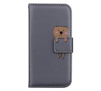Funda para Sony Xperia 1V de piel sintética a prueba de golpes, con tapa 3D, funda protectora de TPU con ranuras magnéticas para tarjetas para Sony Xperia 1 V, color gris