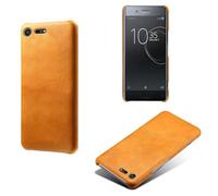 Funda para Sony Xperia XZ1 Compact,Antideslizante,Protección contra caídas,Casca Trasera de Color sólido Simple,Diseño de Cuero de imitación de plástico-Orange