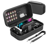 Funda para Switch 2/Original/OLED, Estuche Grande para Switch para 15 Tarjetas de Juego, Maletín Rígido con Ranuras para Switch Consola /Joy-con Grip/Adaptador , Swtich Accesorios con Correa Hombro