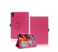 Funda para tablet ApoloSign EP1095T de 11 pulgadas, yystao de piel sintética, compatible con ApoloSign Tablet EP1095T - Correa de mano, diseño texturizado de piel, color rosa - rojo