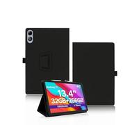 Funda para tablet DOOGEE Tab G6 MAX de 13,4 pulgadas, yystao de piel sintética, compatible con DOOGEE Tablet G6 MAX - Correa de mano, diseño con textura de piel, color negro