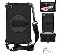 Funda para tablet Huawei MediaPad M5 de 8.4 pulgadas, textura de panal, apta para niños, correa de hombro giratoria de 360 grados, espuma EVA, ligera, a prueba de golpes, color negro