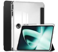 Funda para tablet inteligente de tres pliegues compatible con OnePlus Pad de 11.6 pulgadas 2023, funda delgada transparente de TPU con soporte para lápices, funda a prueba de golpes, encendido y