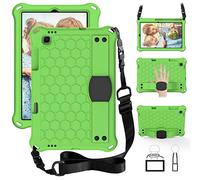 Funda para tablet Lenovo Tab M10 Plus TB-X606F/M10 X306X X306F/Tab K10 TB-X6C6F X6C6L, apta para niños, correa de hombro de mano, textura de panal, cubierta ligera a prueba de golpes, verde y negro