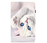 Funda para tablet Lenovo Tab M9 TB-310FU, ligera, a prueba de golpes, de piel, con función atril, para Lenovo Tab M9 TB-310FU, diseño de gato blanco