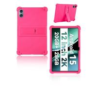Funda para tablet QDDQ TAB9/JJGJ TAB9/SVITOO P108 Tablet de 12 pulgadas 2025 Última yystao Niños Funda Silicona Suave Funda Soporte Ajustable (Rosa)