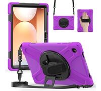 Funda para tablet Samsung Galaxy Tab A11+/A11 Plus SM-X236B de 11 pulgadas, funda giratoria de 360 grados con correa de mano y correa para el hombro, funda resistente a los golpes (morado)