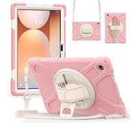 Funda para tablet Samsung Galaxy Tab A11+/A11 Plus SM-X236B de 11 pulgadas, funda giratoria de 360 grados con correa de mano y correa para el hombro, funda resistente a los golpes (rosa)