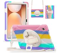 Funda para tablet Samsung Galaxy Tab A11+/A11 Plus SM-X236B de 11 pulgadas, funda giratoria de 360 grados con correa de mano y correa para el hombro, funda resistente a los golpes (arcoíris)
