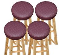 Funda para Taburete de Bar Redondo 1/2/4 Piezas - Cubresillas con Espuma de 5cm - Revestimiento de PU Impermeable y Elástico - Diámetro 30-40cm - para Taburetes de Restaurantes y Hogar(Color 5,4PCS_33