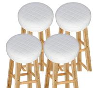 Funda para Taburete de Bar Redondo 1/2/4 Piezas - Cubresillas con Espuma de 5cm - Revestimiento de PU Impermeable y Elástico - Diámetro 30-40cm - para Taburetes de Restaurantes y Hogar(Color 7,4PCS_33