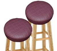 Funda para Taburete de Bar Redondo 1/2/4 Piezas - Cubresillas con Espuma de 5cm - Revestimiento de PU Impermeable y Elástico - Diámetro 30-40cm - para Taburetes de Restaurantes y Hogar(Color 5,2PCS_33