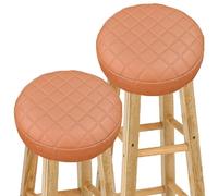 Funda para Taburete de Bar Redondo 1/2/4 Piezas - Cubresillas con Espuma de 5cm - Revestimiento de PU Impermeable y Elástico - Diámetro 30-40cm - para Taburetes de Restaurantes y Hogar(Color 4,2PCS_30