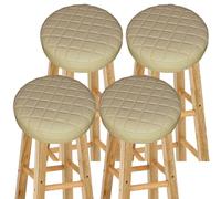 Funda para Taburete de Bar Redondo 1/2/4 Piezas - Cubresillas con Espuma de 5cm - Revestimiento de PU Impermeable y Elástico - Diámetro 30-40cm - para Taburetes de Restaurantes y Hogar(Color 8,4PCS_35