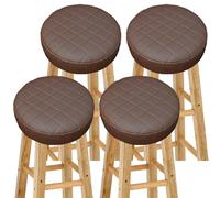 Funda para Taburete de Bar Redondo 1/2/4 Piezas - Cubresillas con Espuma de 5cm - Revestimiento de PU Impermeable y Elástico - Diámetro 30-40cm - para Taburetes de Restaurantes y Hogar(Color 3,4PCS_30