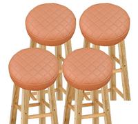 Funda para Taburete de Bar Redondo 1/2/4 Piezas - Cubresillas con Espuma de 5cm - Revestimiento de PU Impermeable y Elástico - Diámetro 30-40cm - para Taburetes de Restaurantes y Hogar(Color 4,4PCS_35