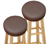 Funda para Taburete de Bar Redondo 1/2/4 Piezas - Cubresillas con Espuma de 5cm - Revestimiento de PU Impermeable y Elástico - Diámetro 30-40cm - para Taburetes de Restaurantes y Hogar(Color 3,2PCS_40