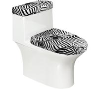 Funda para tapa de inodoro de baño con estampado de cebra, juego de tapa de inodoro lavable, se adapta a la mayoría de tapas redondas y oblongas