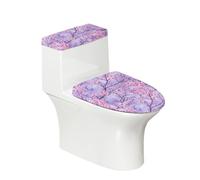 Funda para Tapa de Inodoro Set Flor De Rama Púrpura Fundas para Tanque de Inodoro Lavables Poliéster con Parte Inferior Elástica Cubierta Antipolvo Decoracion Baño (2 piezas)