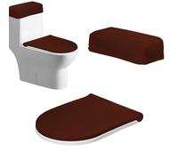 Funda para tapa de tanque de inodoro, tapa de inodoro y cubierta de tanque, funda para asiento de inodoro de baño con parte inferior elástica, paquete universal de 2 unidades (marrón)