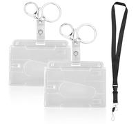 Funda para tarjeta de identificación, 2 unidades, transparente con llavero, soporte para tarjetas de identificación