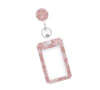 Funda para tarjeta de identificación con diseño de flores, con ventana transparente para oficina, escuela, desplazamiento diario, varios tamaños