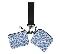 Funda para tarjetas con diseño de leopardo misterioso y azul y blanco, con llavero para mujer, 2 unidades