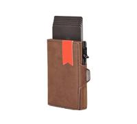 Funda para tarjetas de crédito con protección RFID, cartera de piel auténtica con compartimento para billetes y monedas, para hombres y mujeres, Brown, Talla única